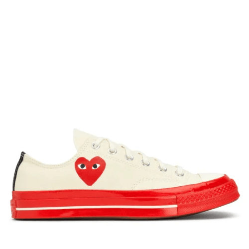 CDG-Converse-Red-Sole-Low-Top-Beige.png CDG Converse Red Sole Low Top (Beige) - Image 1