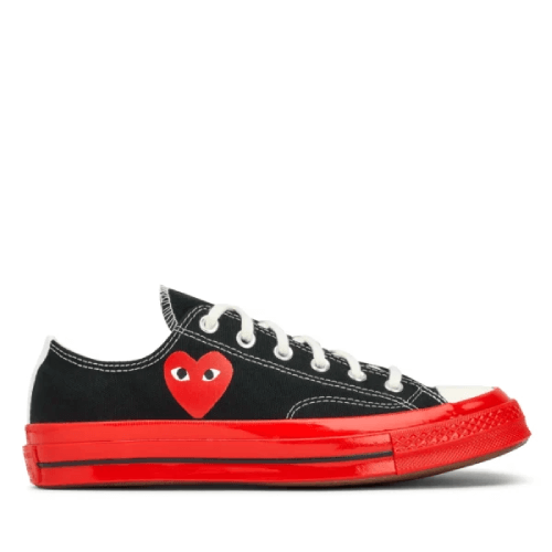CDG-Converse-Red-Sole-Low-Top-Black.png CDG Converse Red Sole Low Top (Black) - Image 1