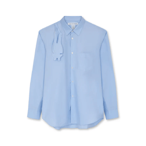 CDG-Cotton-Poplin-Plain-Creature-Shirt-Blue.png CDG Cotton Poplin Plain Creature Shirt Blue - Image 1