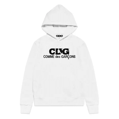 CDG-Logo-World-Hoodie-White-1-1.png Comme des Garcons Logo Hoodie White - Image 1