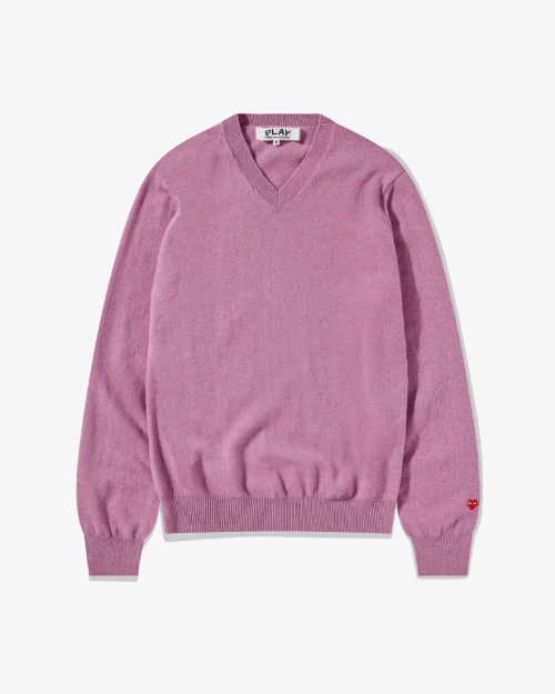 CDG-Men-Lambswool-V-Neck-Sweater-Purple.png CDG Men Lambswool V Neck Sweater Purple - Image 1