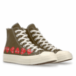 CDG PLAY CONVERSE Multi Red Heart Chuck Taylor All Star ’70 High Sneakers - Image 2