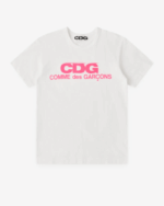 CDG Pink Logo T-Shirt White