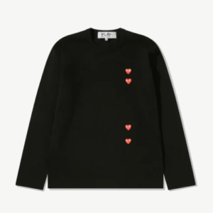 CDG Play Multi Red Heart Long Sleeve T-Shirt Black
