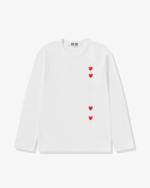 CDG Play Multi Red Heart Long Sleeve T-Shirt White