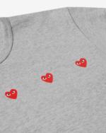 CDG Play Multi Red Heart T-Shirt Grey - Image 2
