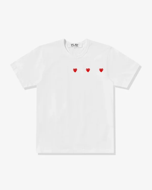 CDG-Play-Multi-Red-Heart-T-Shirt-White.png CDG Play Multi Red Heart T-Shirt White - Image 1