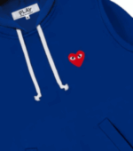 CDG Play Single Red Heart Hoodie in Navy - Image 2