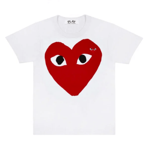 CDG-Play-T-Shirt-Large-Red-Heart-and-Emblem.png CDG Play T-Shirt Large Red Heart and Emblem - Image 1