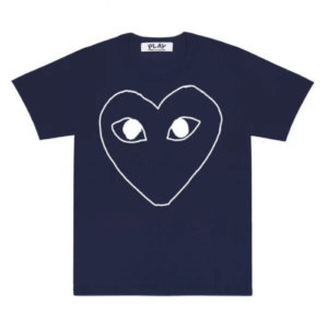 CDG Play T-Shirt With Heart Outline Navy