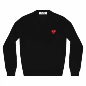 CDG Play V-neck Pullover Red Emblem (Black)