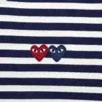 CDG Play Women's Double Heart Striped L/S T-Shirt (Navy/White) - Image 2