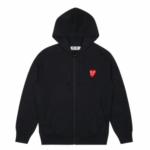 CDG Play Zip Hoodie with Red Family Heart