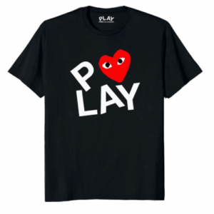 CDG T-Shirt Black Double Heart Screenprint Black