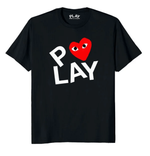 CDG-T-Shirt-Black-Double-Heart-Screenprint-black.png CDG T-Shirt Black Double Heart Screenprint Black - Image 1