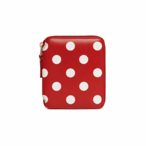 CDG Wallet Polka Dots Printed Full Zip Around Wallet Red SA2100PD