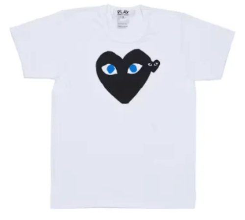 Comme-Des-Garcons-Play-Black-Heart-Blue-Eyes-T-Shirt.png Comme Des Garcons Play Black Heart Blue Eyes T-Shirt - Image 1