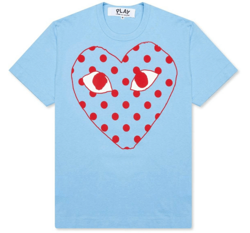 Comme-des-Garcons-PLAY-Play-Pastelle-Polka-Dot-Red-Heart-T-shirt.png Comme des Garçons Play Pastelle Polka Dot Red Heart T-shirt - Image 1
