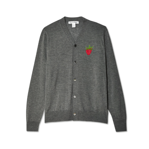 FKN014F-scaled-1.png Cdg Shirt X Brett Westfall Mid Grey Strawberry Cardigan - Image 1