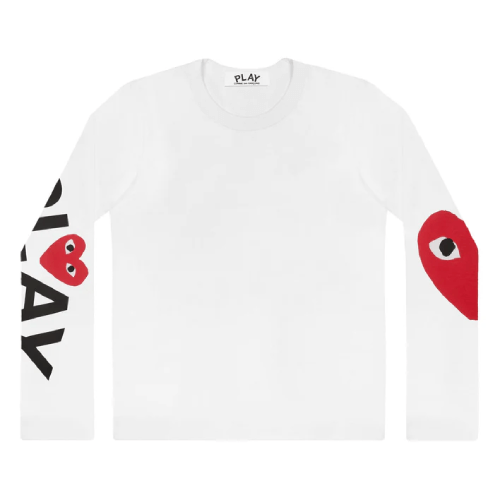 az-t257-051-1-3_front_73d78b23-1b24-4a12-af7c-1a3b86790e06-1.png Comme Des Garçons Big Heart Long Sleeve White - Image 1